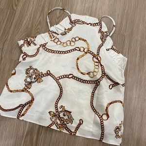 BuddyLove white satin tank top with high neck